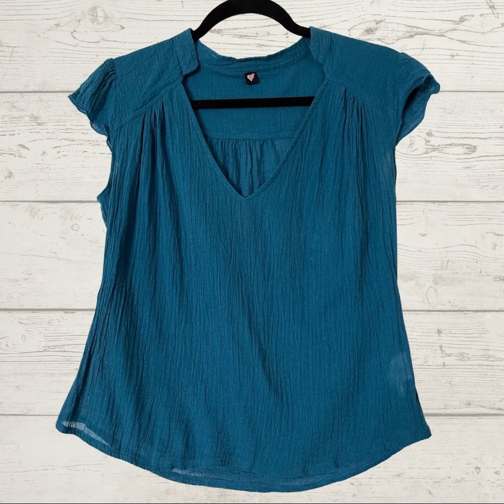 Love Squared Mandarin Collar Cotton Top ~ SIZE M